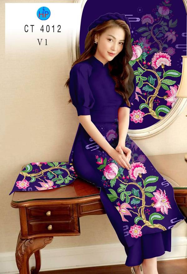 Vải Áo Dài Hoa In 3D thiết kế 2021 AD CT4012 48 Vải Áo Dài Hoa In 3D thiết kế 2021 AD CT4012