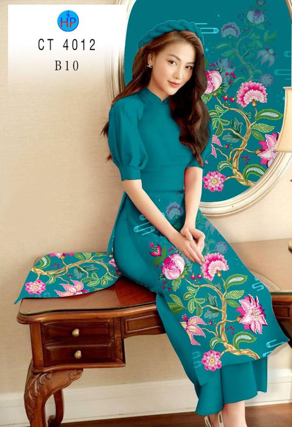 Vải Áo Dài Hoa In 3D thiết kế 2021 AD CT4012 52 Vải Áo Dài Hoa In 3D thiết kế 2021 AD CT4012