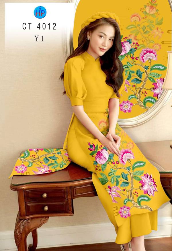 Vải Áo Dài Hoa In 3D thiết kế 2021 AD CT4012 50 Vải Áo Dài Hoa In 3D thiết kế 2021 AD CT4012