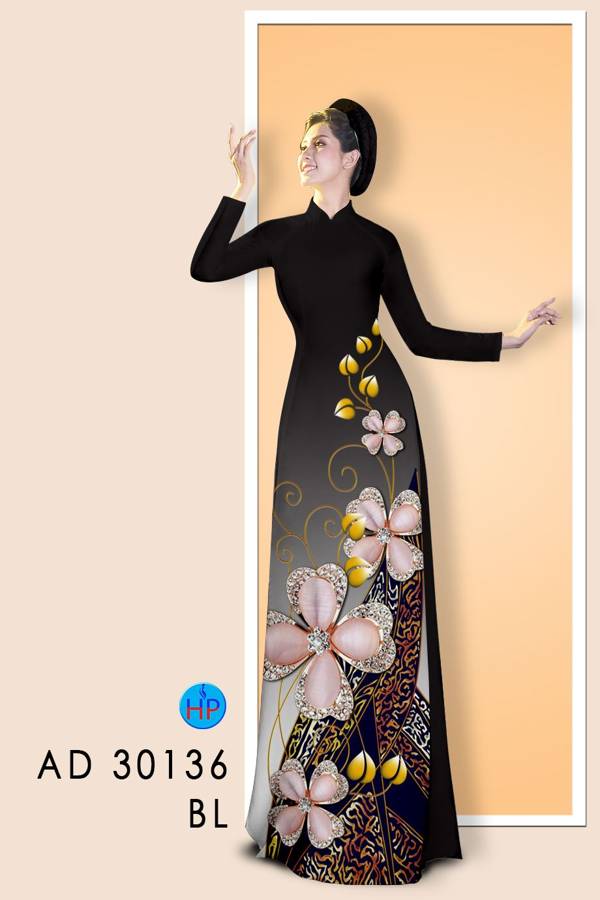 Vải Áo Dài Hoa In 3D kiểu mới AD 30136 39 Vải Áo Dài Hoa In 3D kiểu mới AD 30136