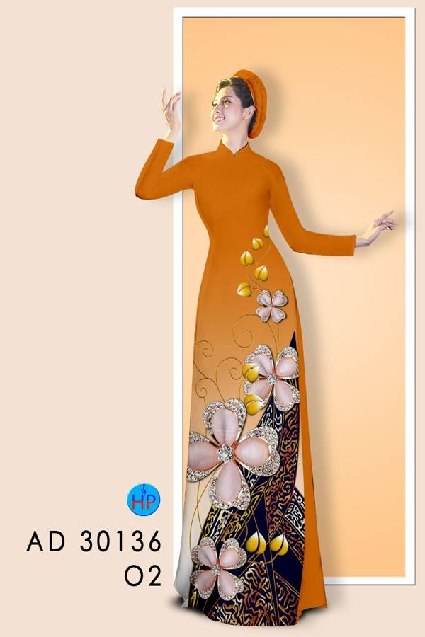 Vải Áo Dài Hoa In 3D kiểu mới AD 30136 49 Vải Áo Dài Hoa In 3D kiểu mới AD 30136