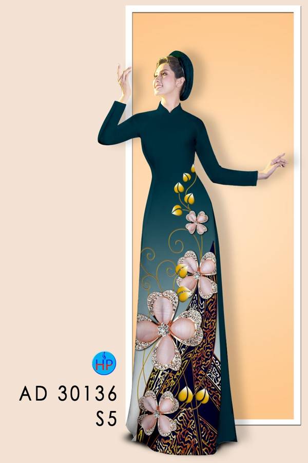 Vải Áo Dài Hoa In 3D kiểu mới AD 30136 50 Vải Áo Dài Hoa In 3D kiểu mới AD 30136