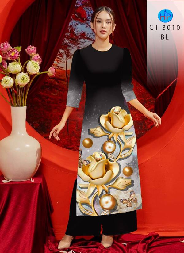 Vải Áo Dài Cách Tân Hoa Hồng kiểu mới AD CT3010