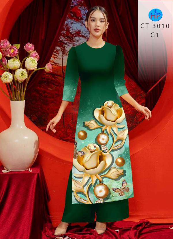 Vải Áo Dài Cách Tân Hoa Hồng kiểu mới AD CT3010