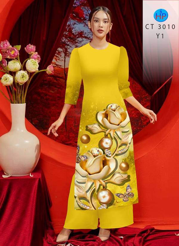 Vải Áo Dài Cách Tân Hoa Hồng kiểu mới AD CT3010