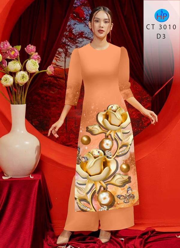 Vải Áo Dài Cách Tân Hoa Hồng kiểu mới AD CT3010