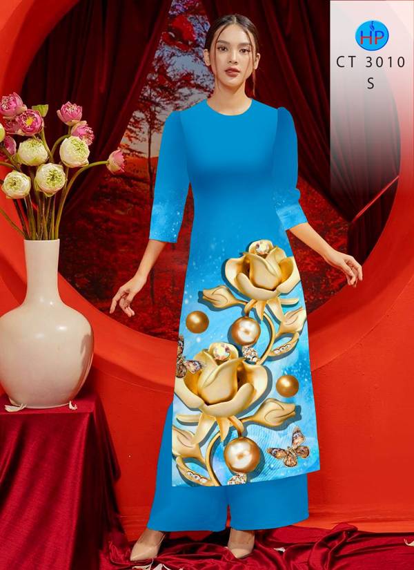 Vải Áo Dài Cách Tân Hoa Hồng kiểu mới AD CT3010