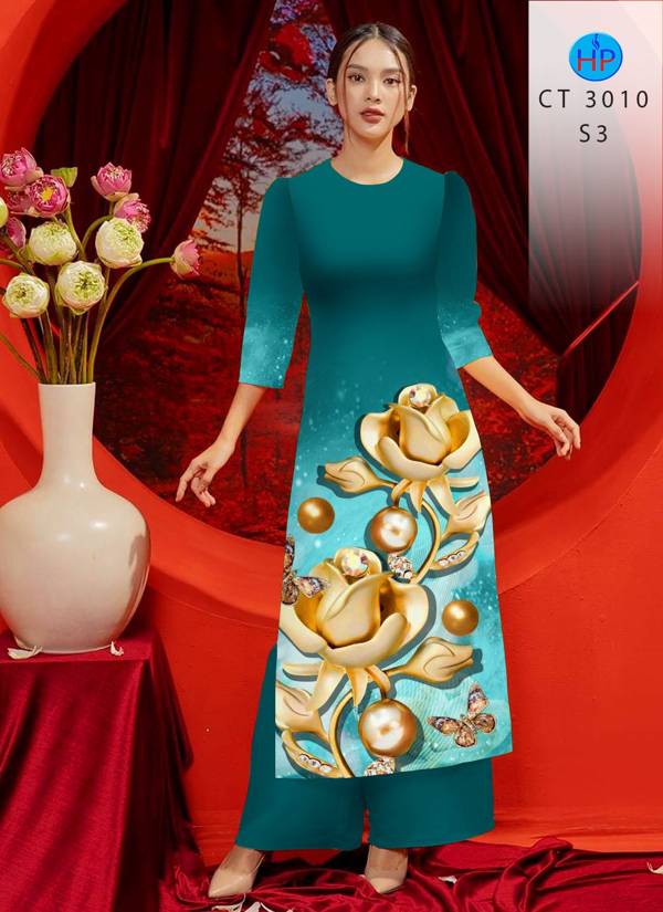 Vải Áo Dài Cách Tân Hoa Hồng kiểu mới AD CT3010