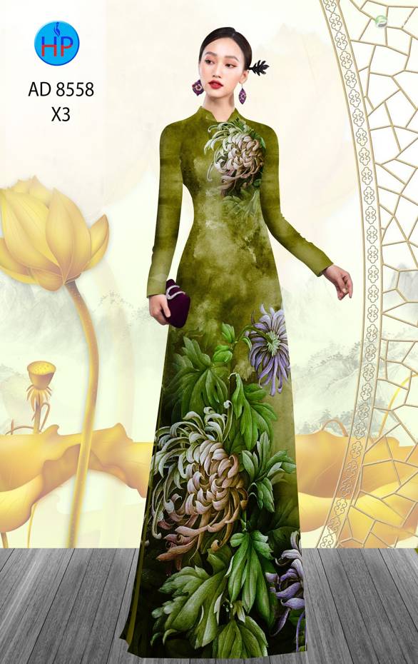 Vải Áo Dài Hoa Cúc kiểu mới AD 8558 44 Vải Áo Dài Hoa Cúc kiểu mới AD 8558