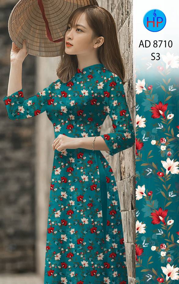 Vải Áo Dài Hoa Đều mới ra AD 8710 41 Vải Áo Dài Hoa Đều mới ra AD 8710