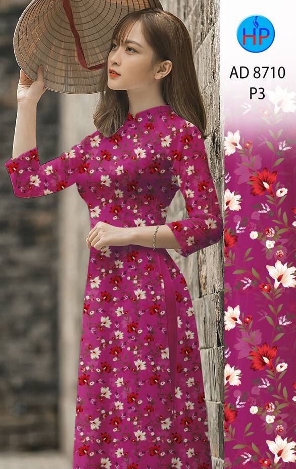 Vải Áo Dài Hoa Đều mới ra AD 8710 48 Vải Áo Dài Hoa Đều mới ra AD 8710