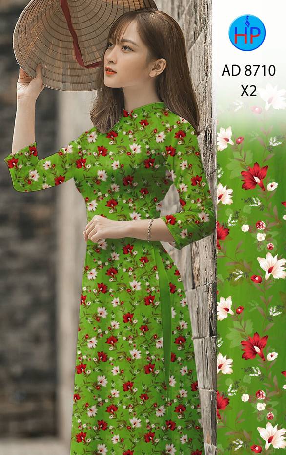 Vải Áo Dài Hoa Đều mới ra AD 8710 52 Vải Áo Dài Hoa Đều mới ra AD 8710