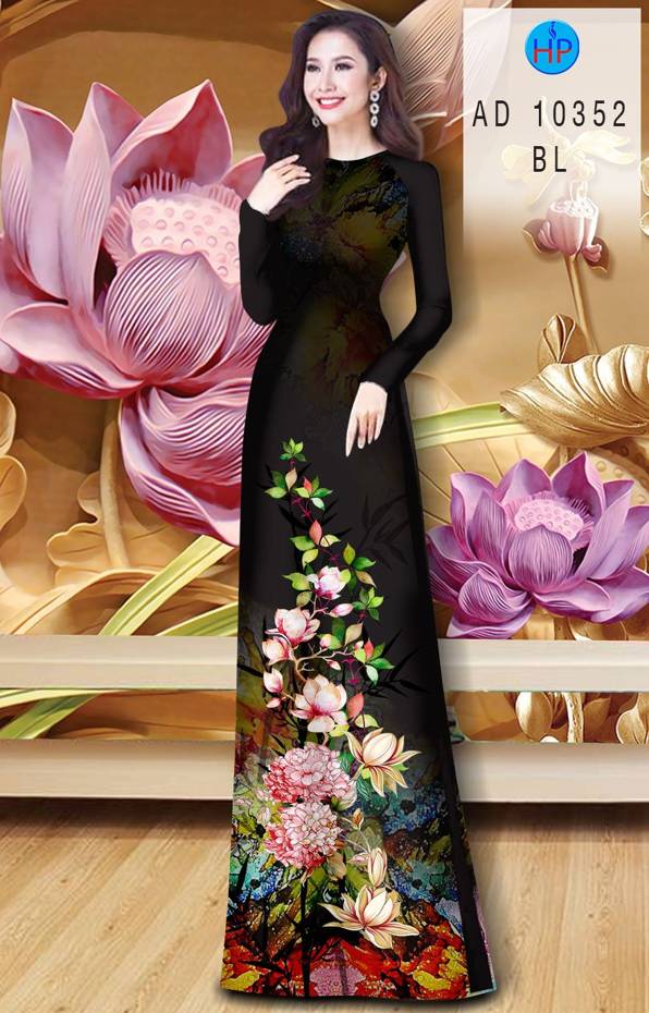 Vải Áo Dài Hoa In 3D kiểu mới AD 10352 38 Vải Áo Dài Hoa In 3D kiểu mới AD 10352