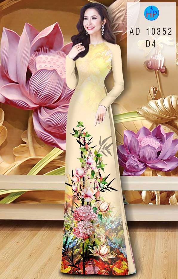 Vải Áo Dài Hoa In 3D kiểu mới AD 10352 41 Vải Áo Dài Hoa In 3D kiểu mới AD 10352