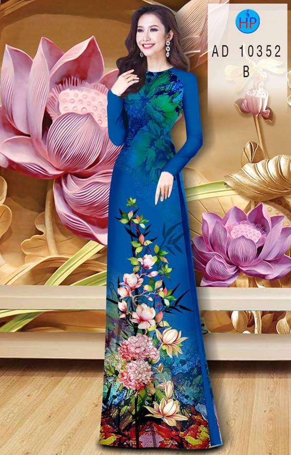 Vải Áo Dài Hoa In 3D kiểu mới AD 10352 40 Vải Áo Dài Hoa In 3D kiểu mới AD 10352