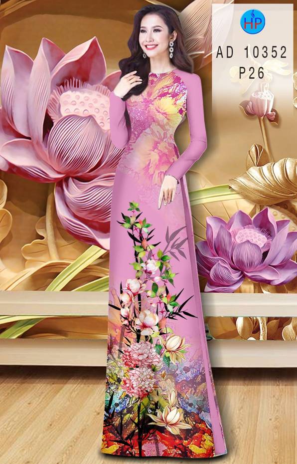 Vải Áo Dài Hoa In 3D kiểu mới AD 10352 46 Vải Áo Dài Hoa In 3D kiểu mới AD 10352