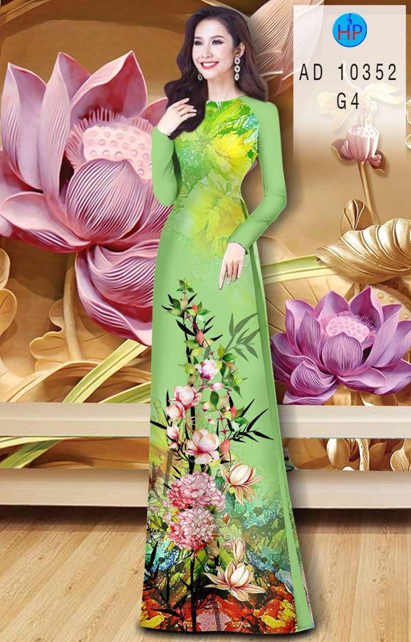Vải Áo Dài Hoa In 3D kiểu mới AD 10352 44 Vải Áo Dài Hoa In 3D kiểu mới AD 10352