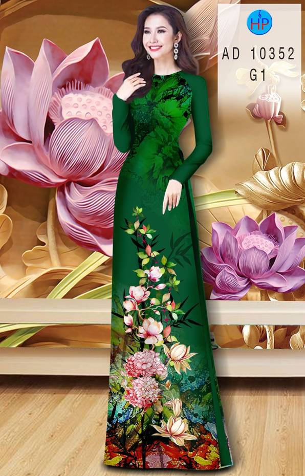 Vải Áo Dài Hoa In 3D kiểu mới AD 10352 43 Vải Áo Dài Hoa In 3D kiểu mới AD 10352