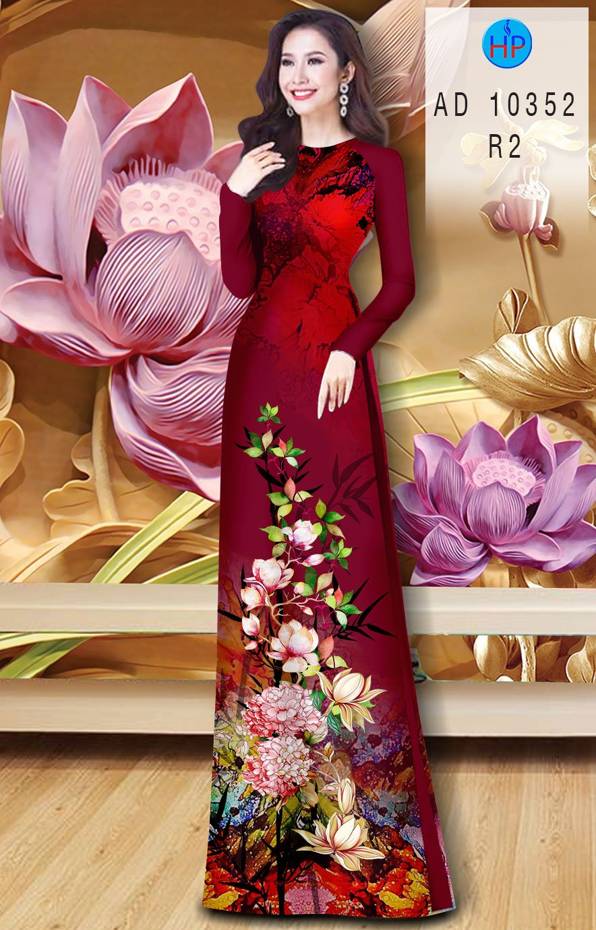 Vải Áo Dài Hoa In 3D kiểu mới AD 10352 49 Vải Áo Dài Hoa In 3D kiểu mới AD 10352