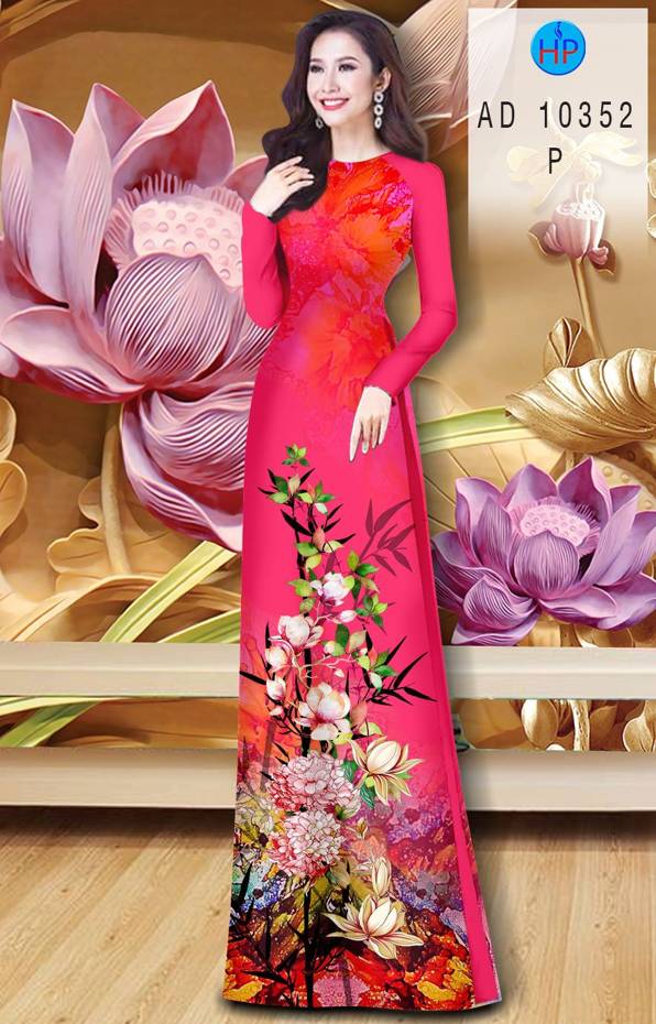 Vải Áo Dài Hoa In 3D kiểu mới AD 10352 47 Vải Áo Dài Hoa In 3D kiểu mới AD 10352