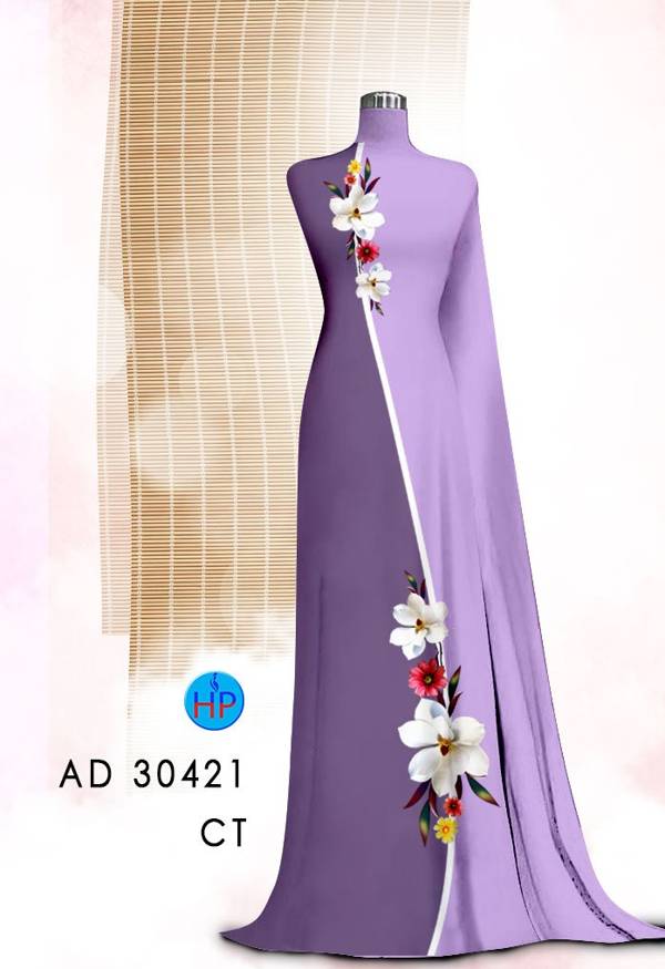 Vải Áo Dài Hoa In 3D kiểu mới AD 30421 41 Vải Áo Dài Hoa In 3D kiểu mới AD 30421