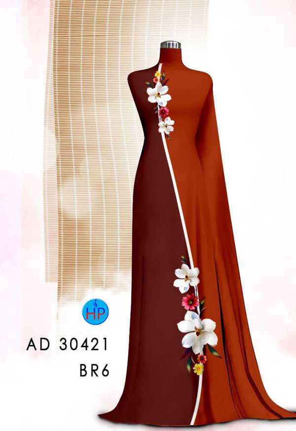 Vải Áo Dài Hoa In 3D kiểu mới AD 30421 45 Vải Áo Dài Hoa In 3D kiểu mới AD 30421