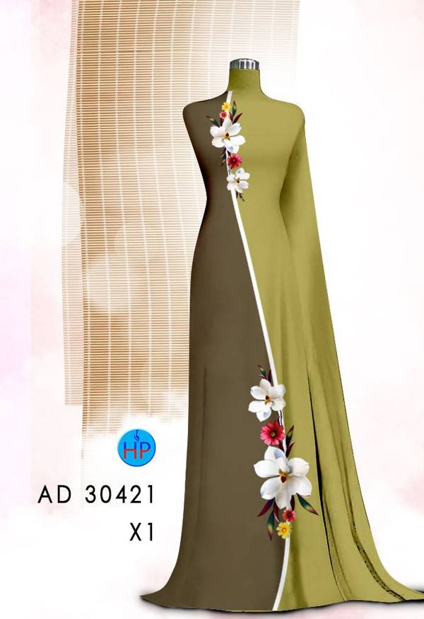 Vải Áo Dài Hoa In 3D kiểu mới AD 30421 52 Vải Áo Dài Hoa In 3D kiểu mới AD 30421