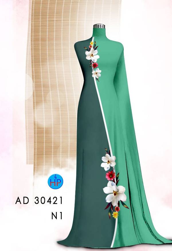 Vải Áo Dài Hoa In 3D kiểu mới AD 30421 55 Vải Áo Dài Hoa In 3D kiểu mới AD 30421
