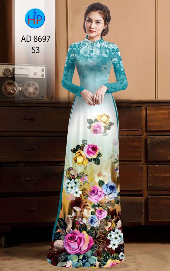Vải Áo Dài Hoa Hồng kiểu mới AD 8697 37 Vải Áo Dài Hoa Hồng kiểu mới AD 8697