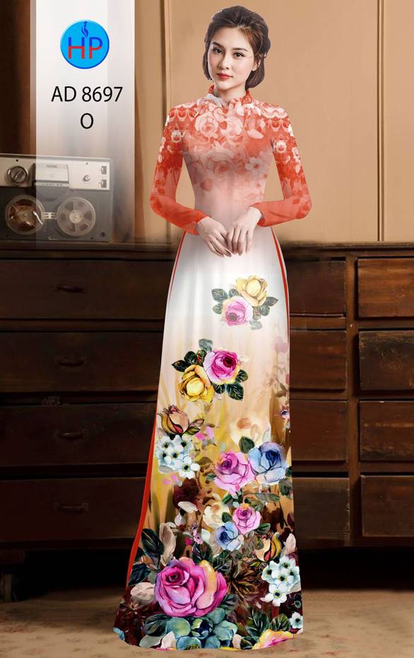 Vải Áo Dài Hoa Hồng kiểu mới AD 8697 39 Vải Áo Dài Hoa Hồng kiểu mới AD 8697
