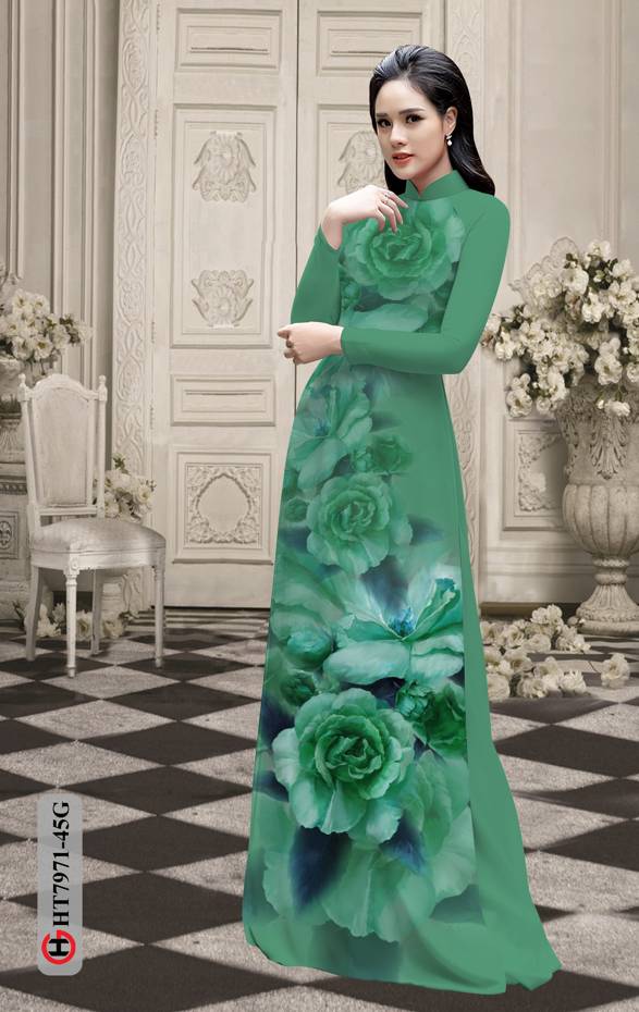 Vải Áo Dài Hoa Hồng kiểu mới AD HT7971 31 Vải Áo Dài Hoa Hồng kiểu mới AD HT7971