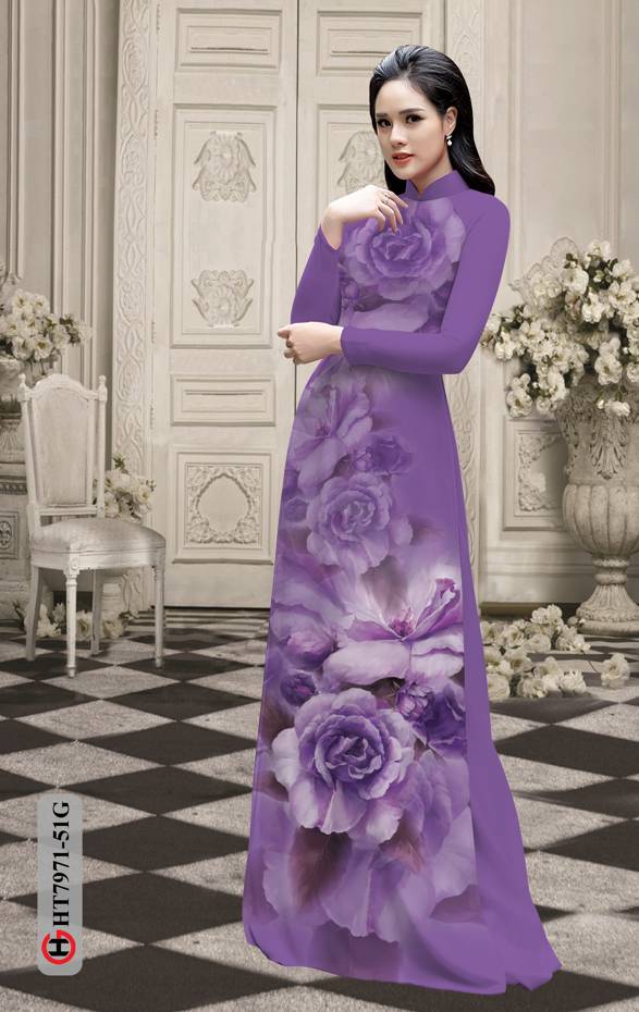 Vải Áo Dài Hoa Hồng kiểu mới AD HT7971 33 Vải Áo Dài Hoa Hồng kiểu mới AD HT7971