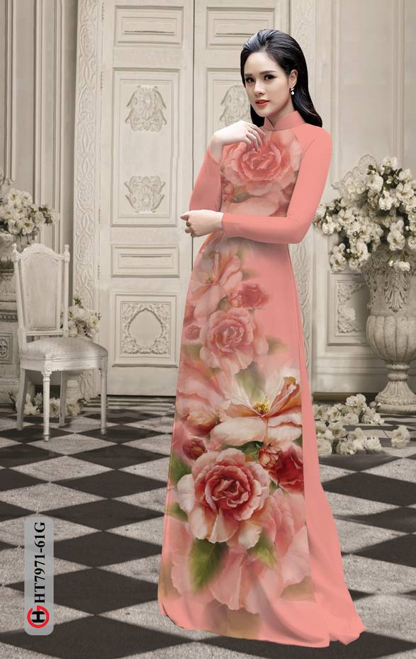 Vải Áo Dài Hoa Hồng kiểu mới AD HT7971 35 Vải Áo Dài Hoa Hồng kiểu mới AD HT7971