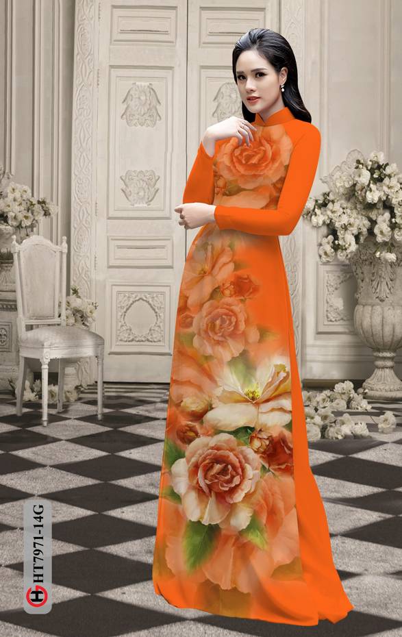 Vải Áo Dài Hoa Hồng kiểu mới AD HT7971 38 Vải Áo Dài Hoa Hồng kiểu mới AD HT7971