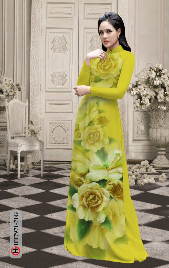 Vải Áo Dài Hoa Hồng kiểu mới AD HT7971 36 Vải Áo Dài Hoa Hồng kiểu mới AD HT7971