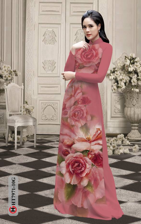 Vải Áo Dài Hoa Hồng kiểu mới AD HT7971 37 Vải Áo Dài Hoa Hồng kiểu mới AD HT7971