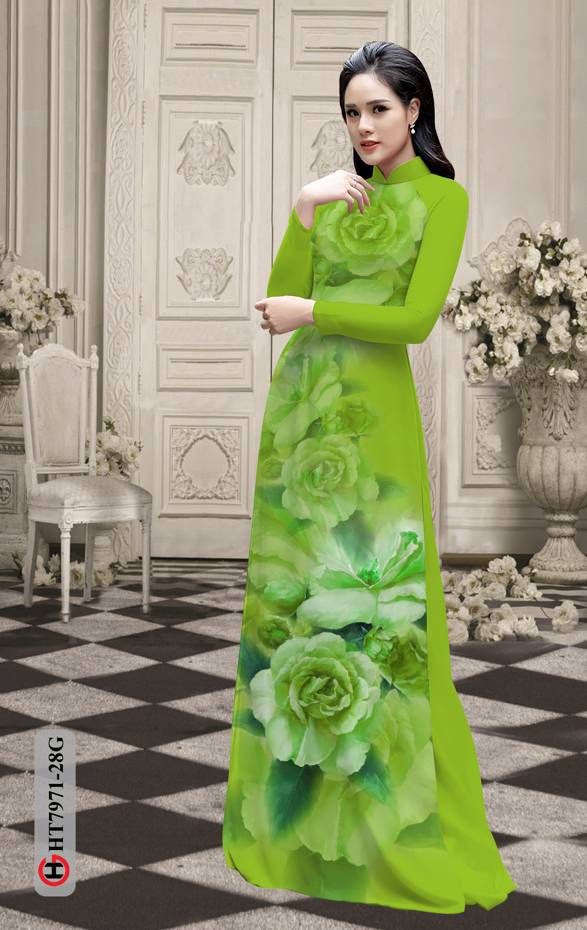Vải Áo Dài Hoa Hồng kiểu mới AD HT7971 43 Vải Áo Dài Hoa Hồng kiểu mới AD HT7971