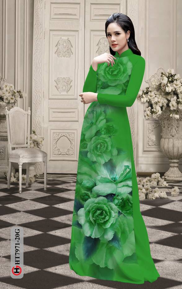 Vải Áo Dài Hoa Hồng kiểu mới AD HT7971 42 Vải Áo Dài Hoa Hồng kiểu mới AD HT7971