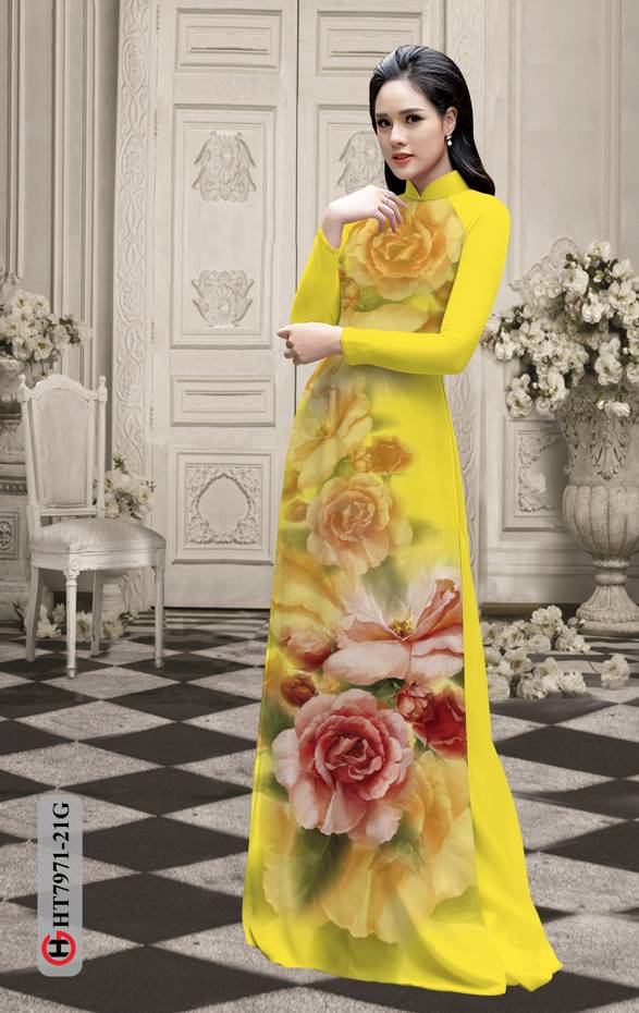 Vải Áo Dài Hoa Hồng kiểu mới AD HT7971 41 Vải Áo Dài Hoa Hồng kiểu mới AD HT7971