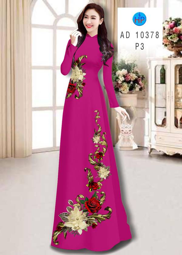 Vải Áo Dài Hoa Hồng thiết kế 2021 AD 10378 45 Vải Áo Dài Hoa Hồng thiết kế 2021 AD 10378