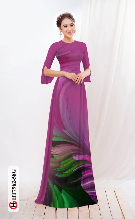 Vải Áo Dài Hoa In 3D thiết kế 2021 AD HT7962 30 Vải Áo Dài Hoa In 3D thiết kế 2021 AD HT7962