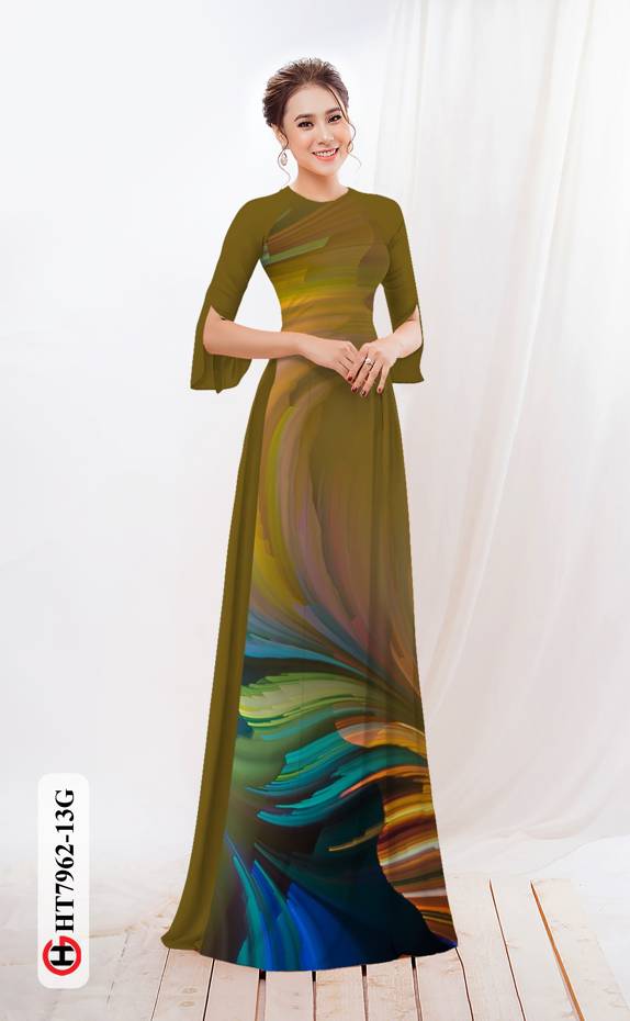 Vải Áo Dài Hoa In 3D thiết kế 2021 AD HT7962 35 Vải Áo Dài Hoa In 3D thiết kế 2021 AD HT7962