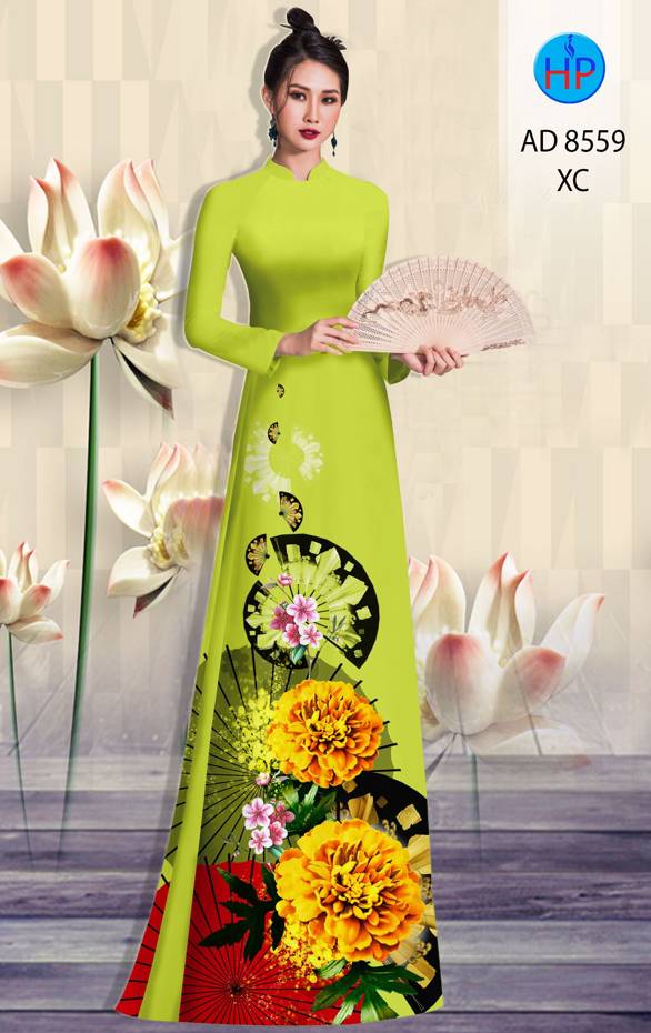 Vải Áo Dài Hoa Cúc kiểu mới AD 8559 41 Vải Áo Dài Hoa Cúc kiểu mới AD 8559