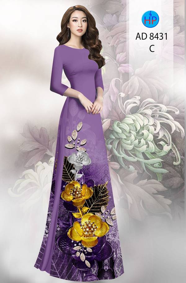 Vải Áo Dài Hoa In 3D thiết kế 2021 AD 8431 40 Vải Áo Dài Hoa In 3D thiết kế 2021 AD 8431