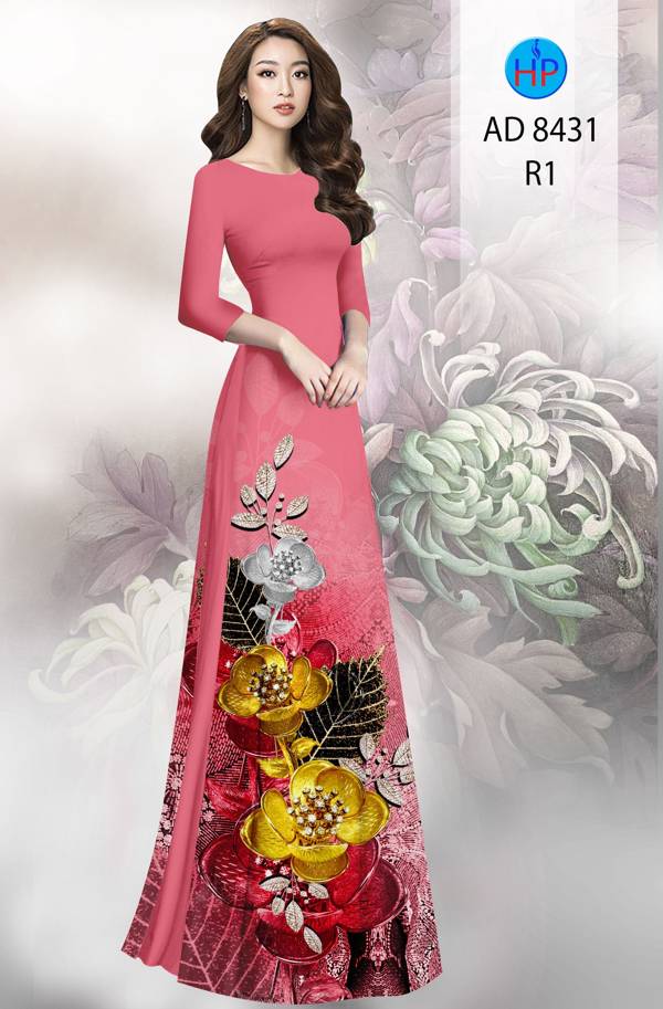 Vải Áo Dài Hoa In 3D thiết kế 2021 AD 8431 38 Vải Áo Dài Hoa In 3D thiết kế 2021 AD 8431