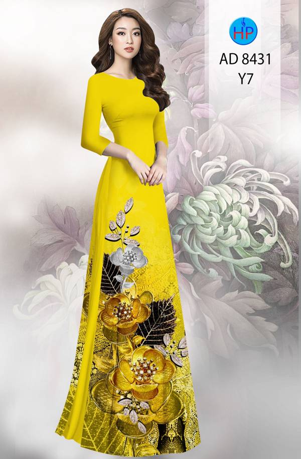 Vải Áo Dài Hoa In 3D thiết kế 2021 AD 8431 42 Vải Áo Dài Hoa In 3D thiết kế 2021 AD 8431