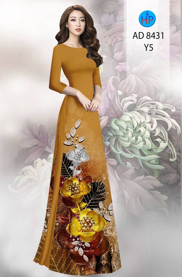 Vải Áo Dài Hoa In 3D thiết kế 2021 AD 8431 39 Vải Áo Dài Hoa In 3D thiết kế 2021 AD 8431