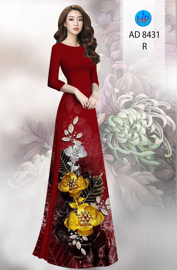 Vải Áo Dài Hoa In 3D thiết kế 2021 AD 8431 47 Vải Áo Dài Hoa In 3D thiết kế 2021 AD 8431