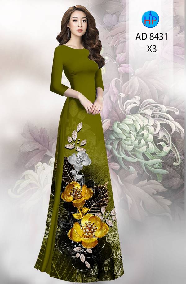 Vải Áo Dài Hoa In 3D thiết kế 2021 AD 8431 43 Vải Áo Dài Hoa In 3D thiết kế 2021 AD 8431