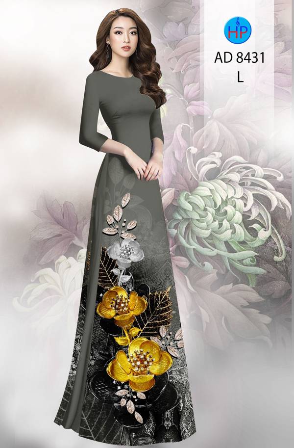 Vải Áo Dài Hoa In 3D thiết kế 2021 AD 8431 52 Vải Áo Dài Hoa In 3D thiết kế 2021 AD 8431